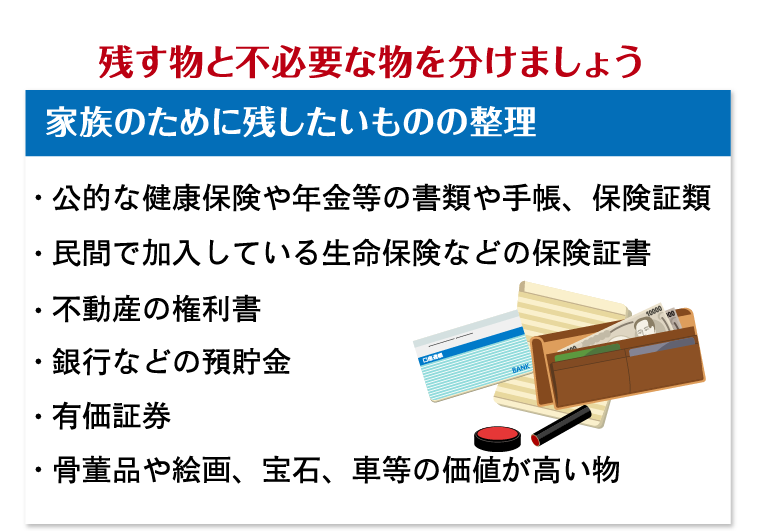 残すものと不必要なものを分けましょう