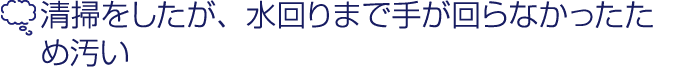 清掃をしたいが、水回りまで手が回らなかった